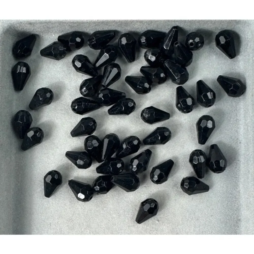 Assorted Black Acrylic and Glass Beads Variety of Shades Shapes and Sizes